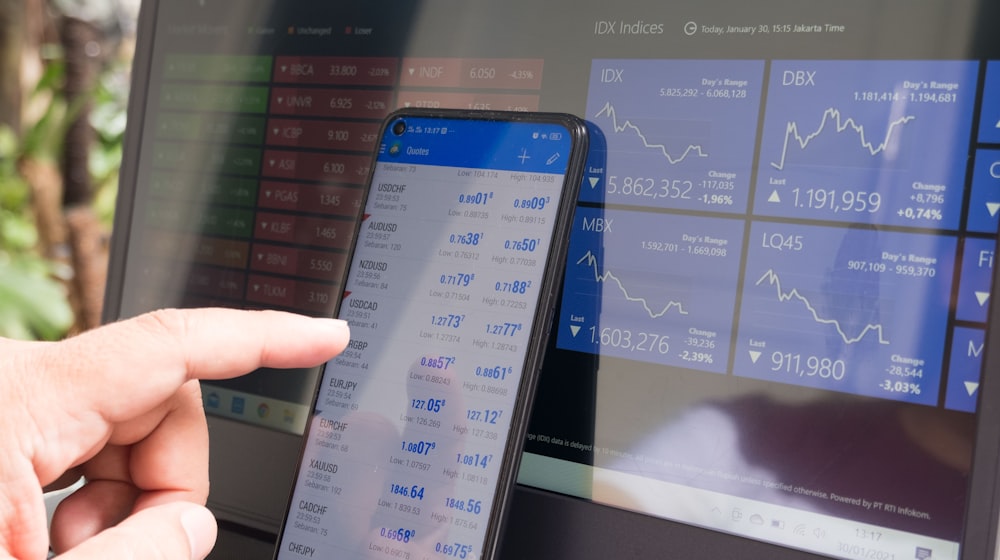 A smartphone showing a stock trading app interface