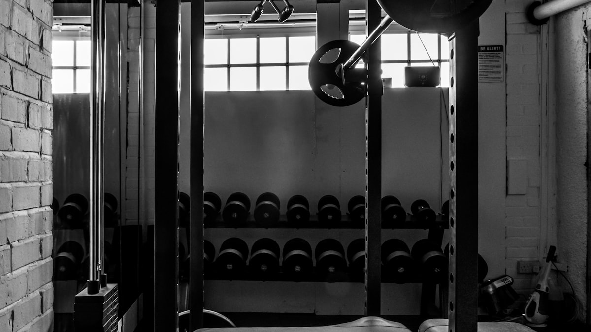 Empty gym equipment in a fitness studio