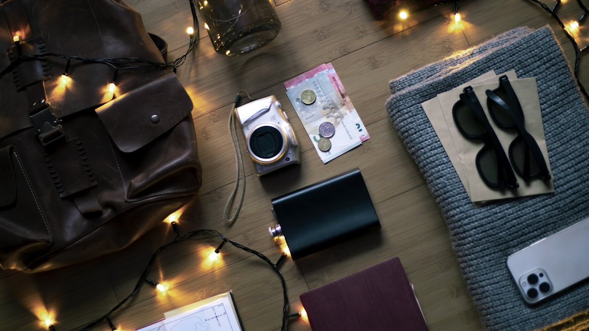 Small everyday accessories laid out on a table