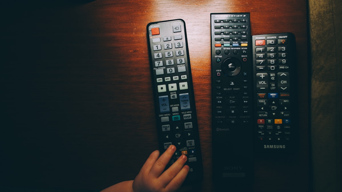 TV remote control near a smart television